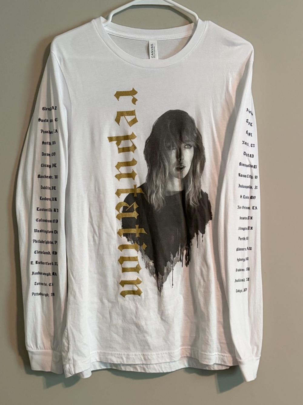 Bella Canvas White Crewneck Long Sleeve Tee - Taylor Swift Reputation Concert